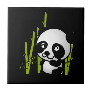 Cute Black and white panda björn i bamboodlingar Kakelplatta