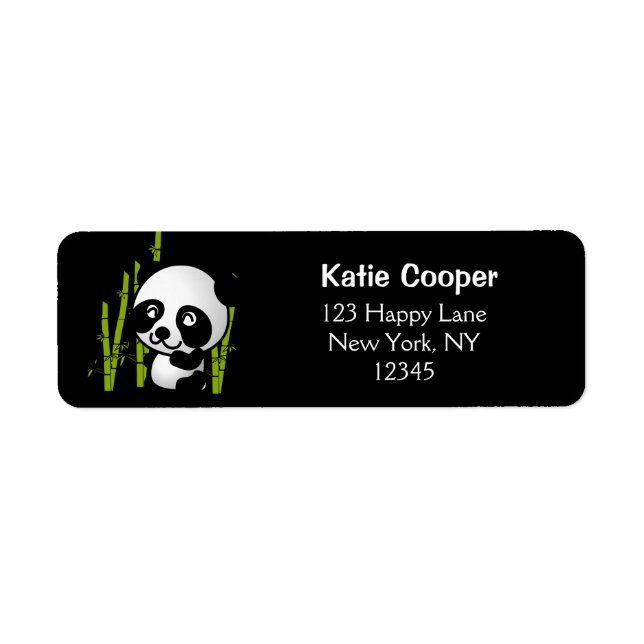 Cute Black and white panda björn i bamboodlingar Returadress Etikett (Framsidan)