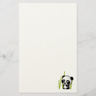 Cute Black and white panda björn i en bambu grove. Brevpapper