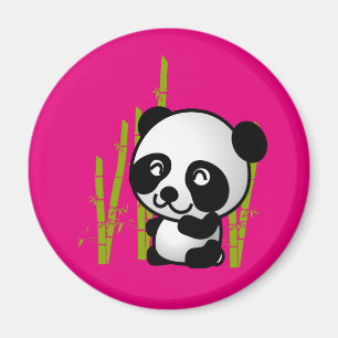 Cute Black and white panda björn i en bambu grove. Magnet