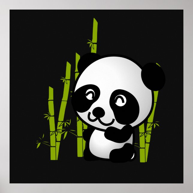 Cute Black and white panda björn i en bambu grove. Poster (Framsidan)