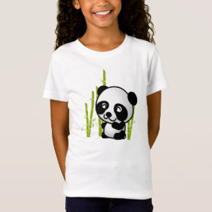 Cute Black and white panda björn i en bambu grove. Tee