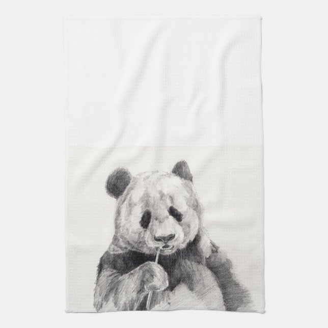 Cute Black and White Panda Illustration Kökshandduk (Vertikal)