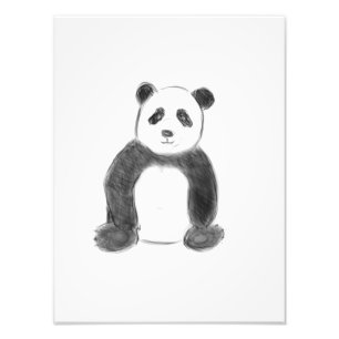 Cute black and white panda sketch fototryck