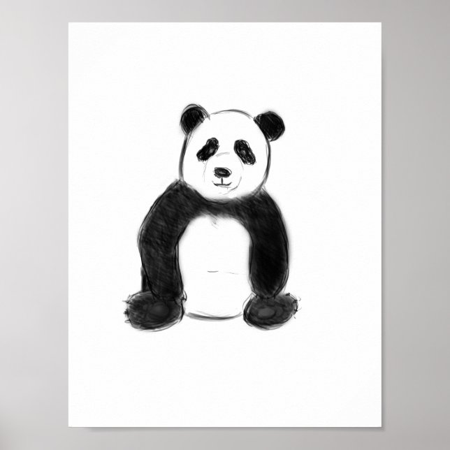 Cute black and white panda sketch poster (Framsidan)