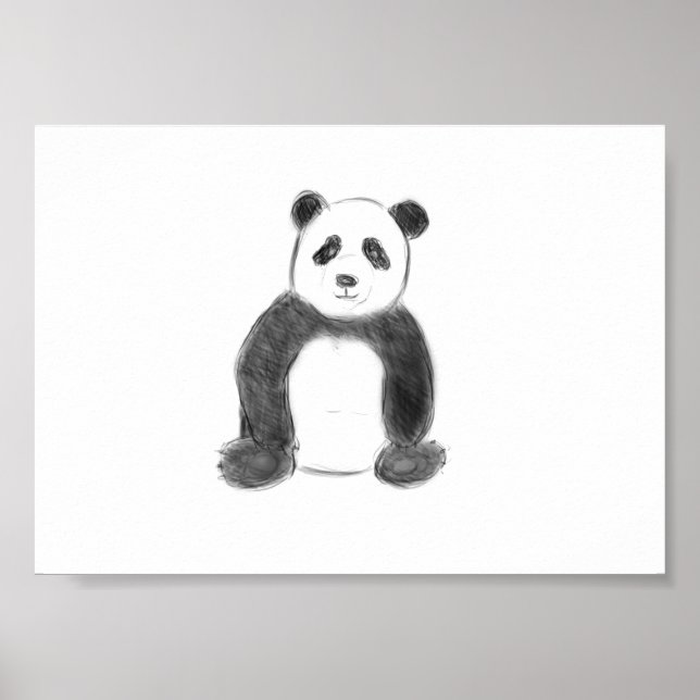 Cute black and white panda sketch poster (Framsidan)