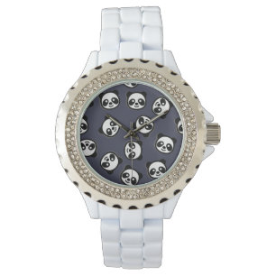 Cute Black and White Panda Tecknad Mönster Armbandsur
