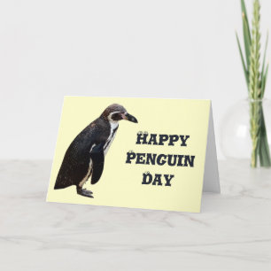 Cute Black and White Penguin Birthday Card Kort