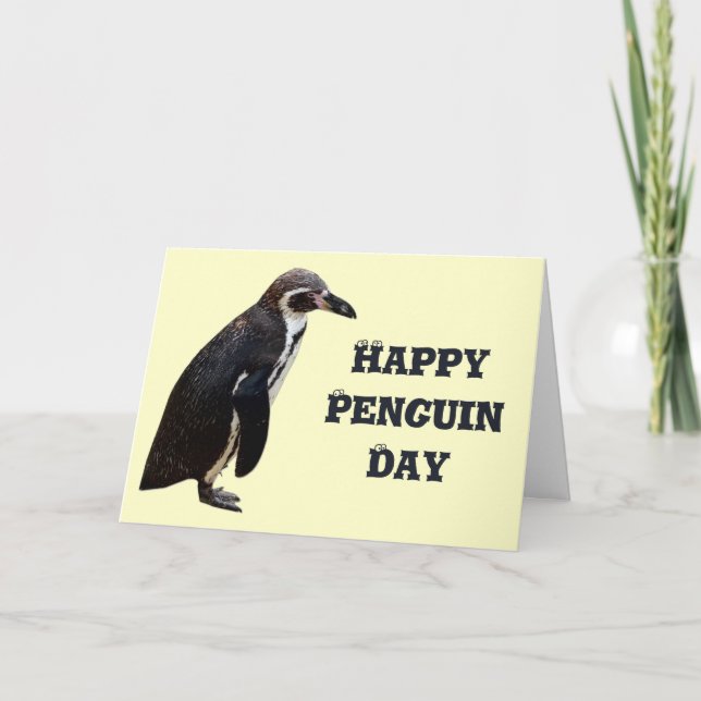 Cute Black and White Penguin Birthday Card Kort (Framsida)