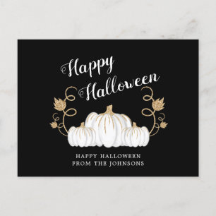 Cute Black and White Pumpkin Halloween-vykort Vykort