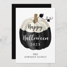 Cute Black and White Pumpkin Happy halloween