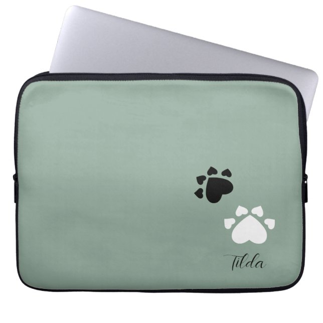 Cute Black and White Puppy Heart Tassar Laptop Fodral (Framsidan)