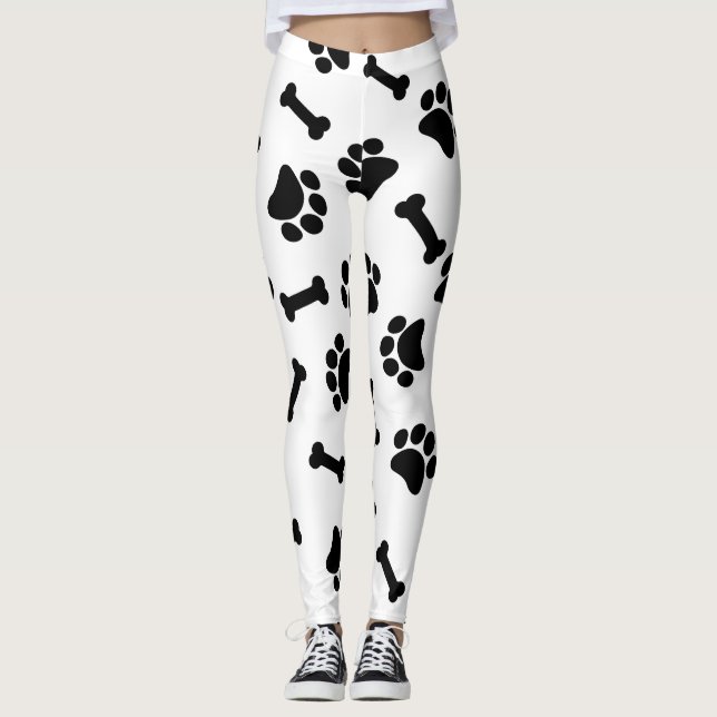 Cute Black and White Tass avtryck Leggings (Framsida)