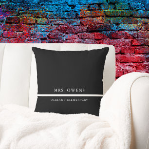 Cute Black and White Teacher Apprecision Gift Kudde
