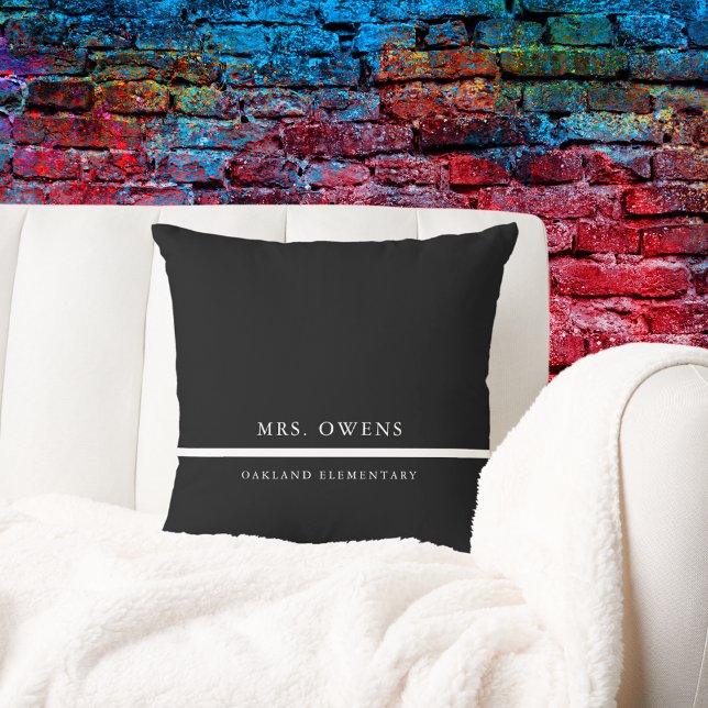 Cute Black and White Teacher Apprecision Gift Kudde (Skapare uppladdad)