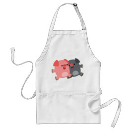 Cute Black and White Tecknad Grisar Apron Förkläde