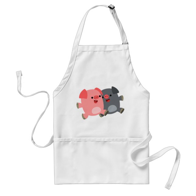 Cute Black and White Tecknad Grisar Apron Förkläde (Framsidan)