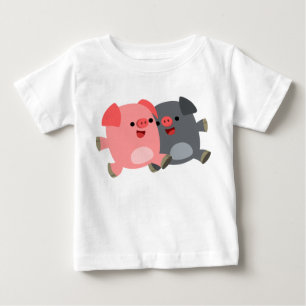 Cute Black and White Tecknad Grisar Baby T-Shirt