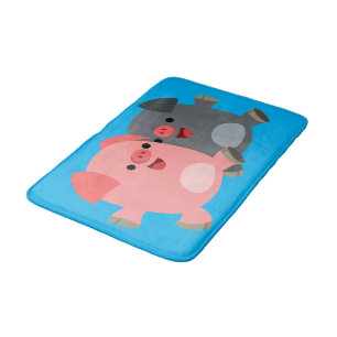 Cute Black and White Tecknad Grisar Bath Mat Badrumsmatta