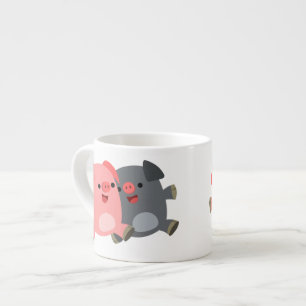 Cute Black and White Tecknad Grisar Espresso Mugg Espressomugg