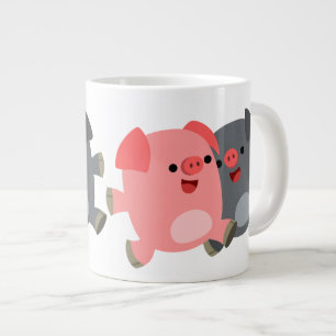 Cute Black and White Tecknad Grisar Jumbo Mugg