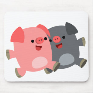 Cute Black and White Tecknad Grisar Mousepad Musmatta