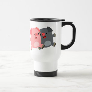 Cute Black and White Tecknad Grisar Mugg
