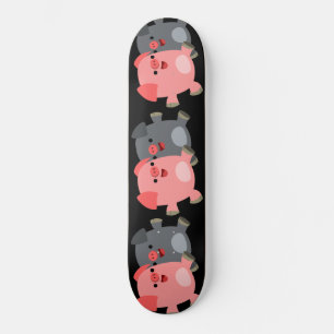 Cute Black and White Tecknad Grisar Skate Board