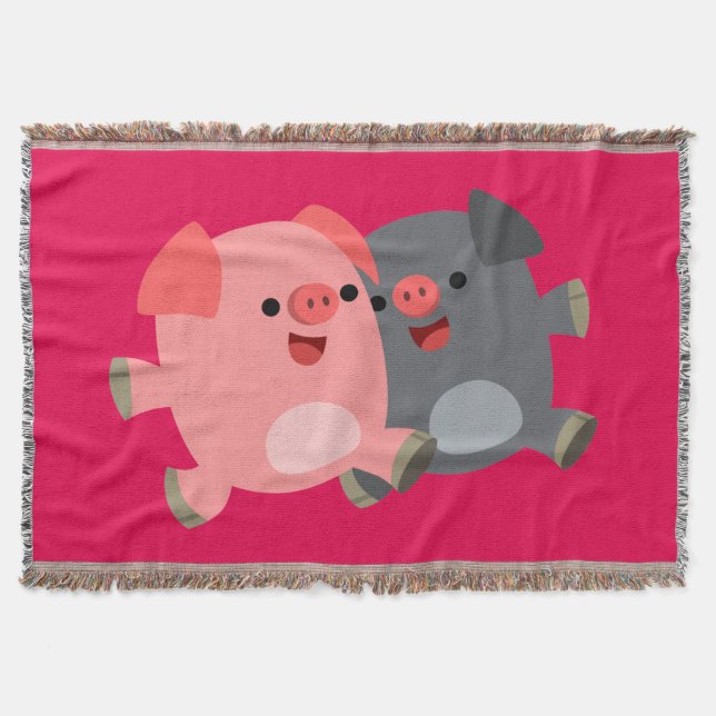 Cute Black and White Tecknad Grisar Throw Blanket Filt (Framsidan)