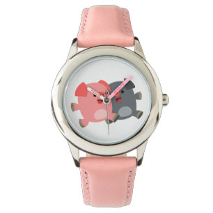 Cute Black and White Tecknad Grisar Watch Armbandsur