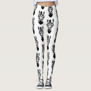 Cute black and white zebra mönstrad leggings