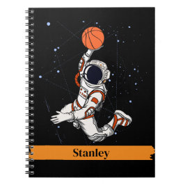 Cute Black Astronaut Rymden Galaxy Basketball Anteckningsbok