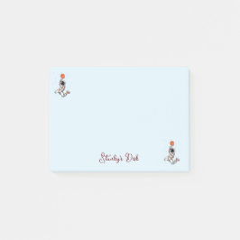 Cute Black Astronaut Rymden Galaxy Basketball Post-it Block