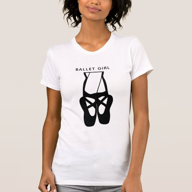 Cute Black Ballet Tofflor en Pointe Ballet Girl T Shirt (Framsida)