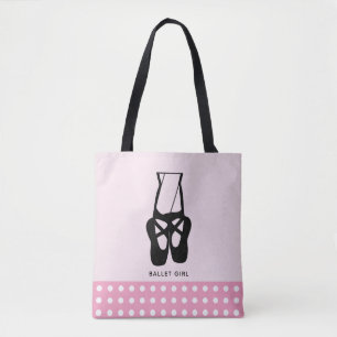Cute Black Ballet Tofflor en Pointe Ballet Girl Tygkasse