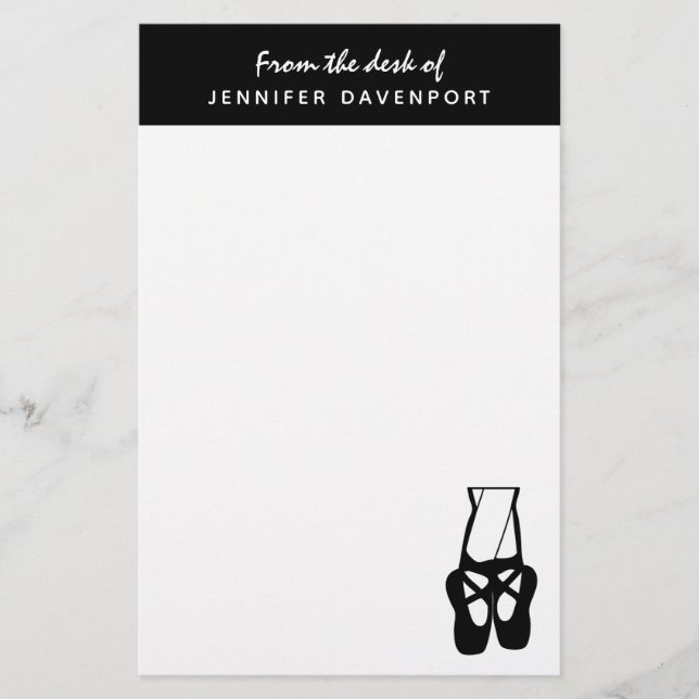 Cute Black Ballet Tofflor en Pointe Brevpapper (Framsida)