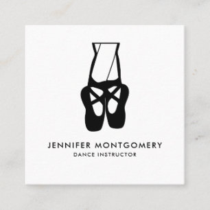 Cute Black Ballet Tofflor en Pointe Fyrkantigt Visitkort
