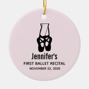 Cute Black Ballet Tofflor en Pointe Julgransprydnad Keramik