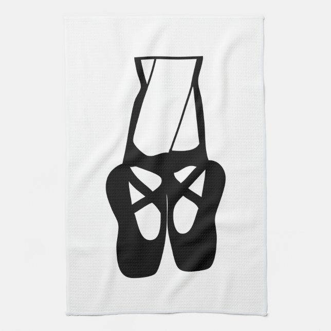 Cute Black Ballet Tofflor en Pointe Kökshandduk (Vertikal)