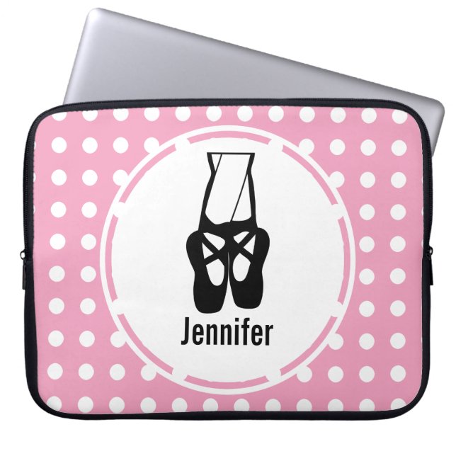 Cute Black Ballet Tofflor en Pointe Laptop Fodral (Framsidan)