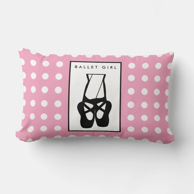 Cute Black Ballet Tofflor en Pointe Lumbarkudde (Framsida)