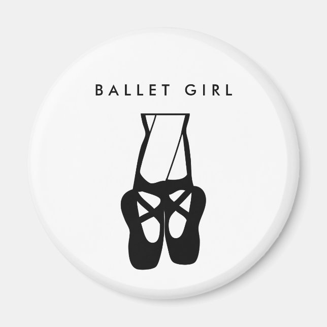Cute Black Ballet Tofflor En Pointe Magnet (Framsidan)