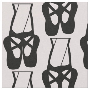Cute Black Ballet Tofflor en Pointe Mönster Tyg
