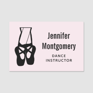 Cute Black Ballet Tofflor en Pointe Namnbricka
