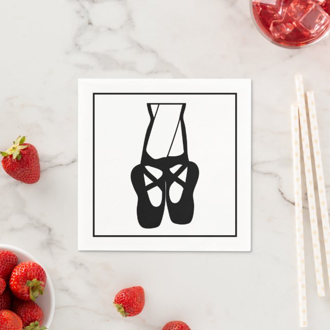 Cute Black Ballet Tofflor en Pointe Pappersservett (Insitu)