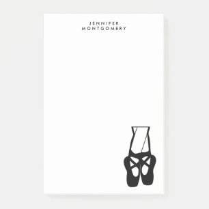 Cute Black Ballet Tofflor en Pointe Post-it Block