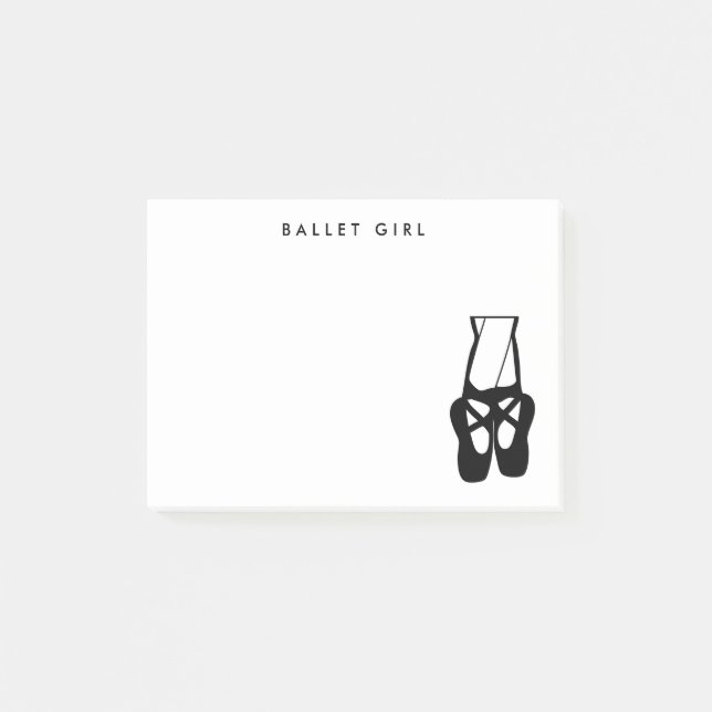 Cute Black Ballet Tofflor en Pointe Post-it Block (Framsida)
