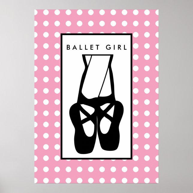 Cute Black Ballet Tofflor en Pointe Poster (Framsidan)