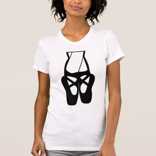 Cute Black Ballet Tofflor en Pointe T Shirt (Framsida)