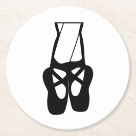 Cute Black Ballet Tofflor en Pointe Underlägg Papper Rund